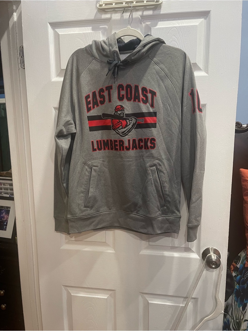 Sport-Tek Gray East Coast Lumberjacks Hooded Sweatshirt with Red Accents